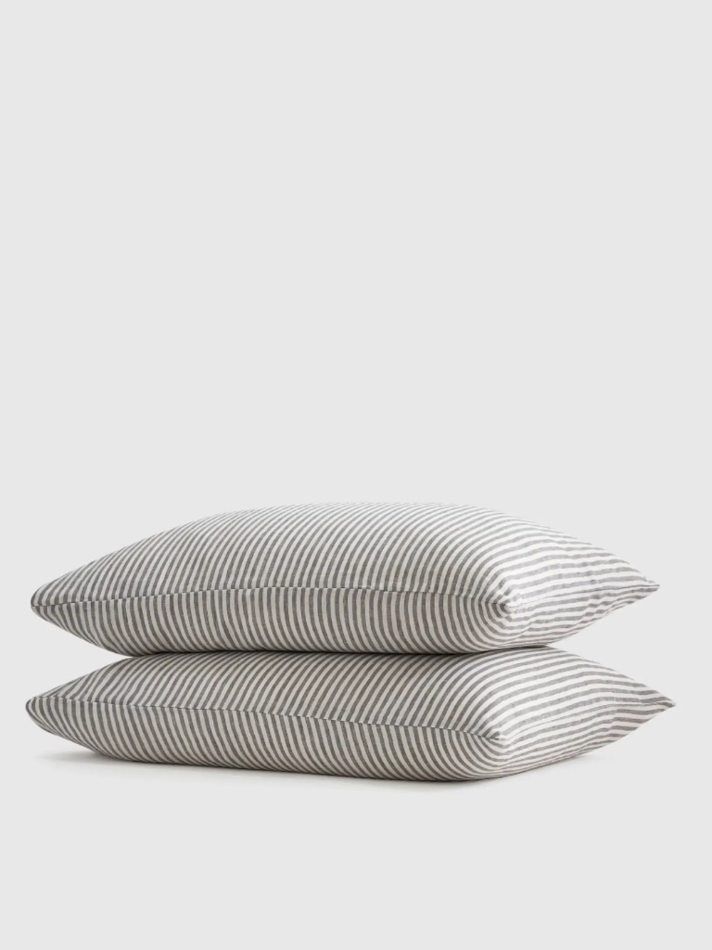 Quince European Linen Sham Set — Standard — Grey/White Stripe — Set of 2